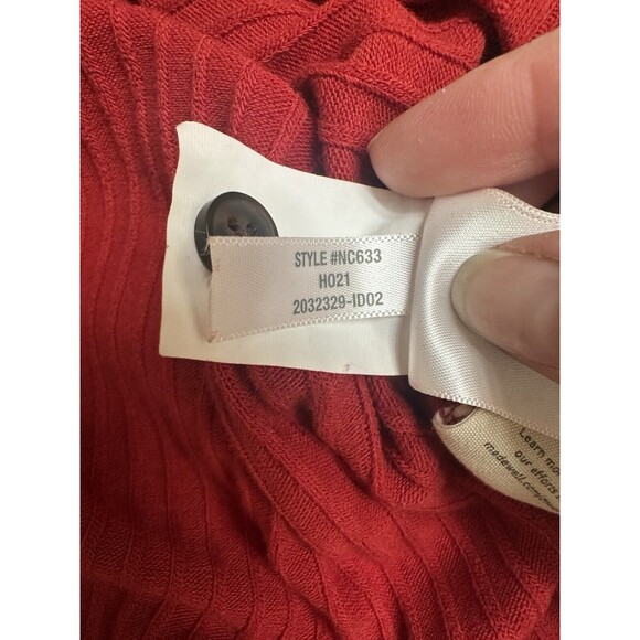 Madewell Women's S Red Ribbed Scoopneck Cardigan Top Button Down Front NC633 - Picture 5 of 7